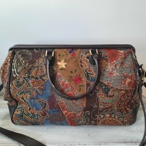 Vintage Floral Tapestry GANI Collection Large Duffle Bag W/Adjustable Strap